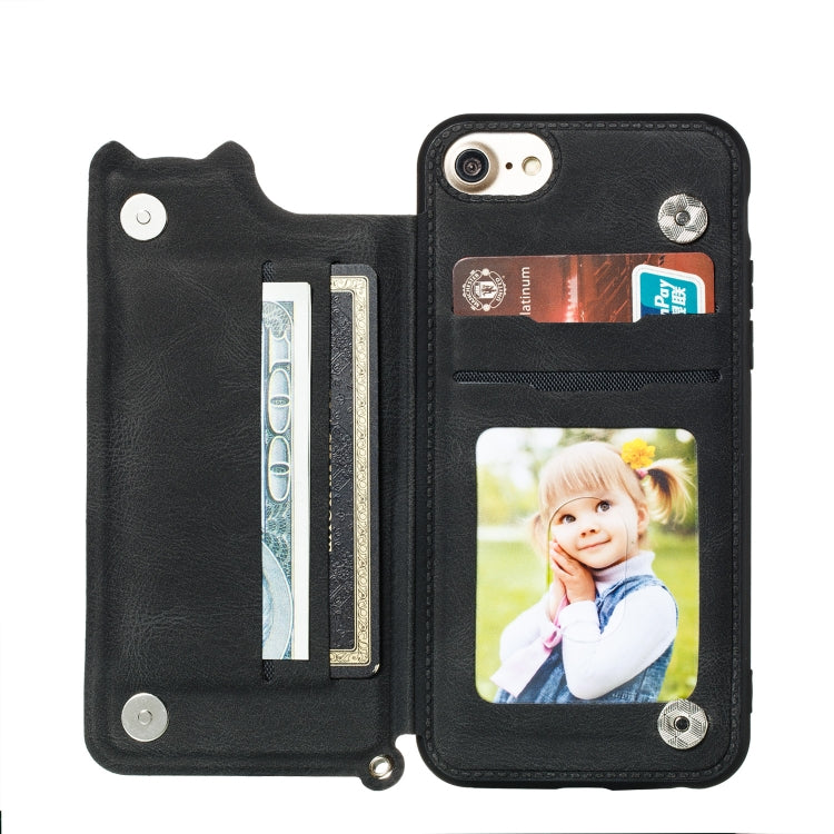 For iPhone 8 & 7 Mandala Embossed PU + TPU Case with Holder & Card Slots & Photo Frame & Hand Strap