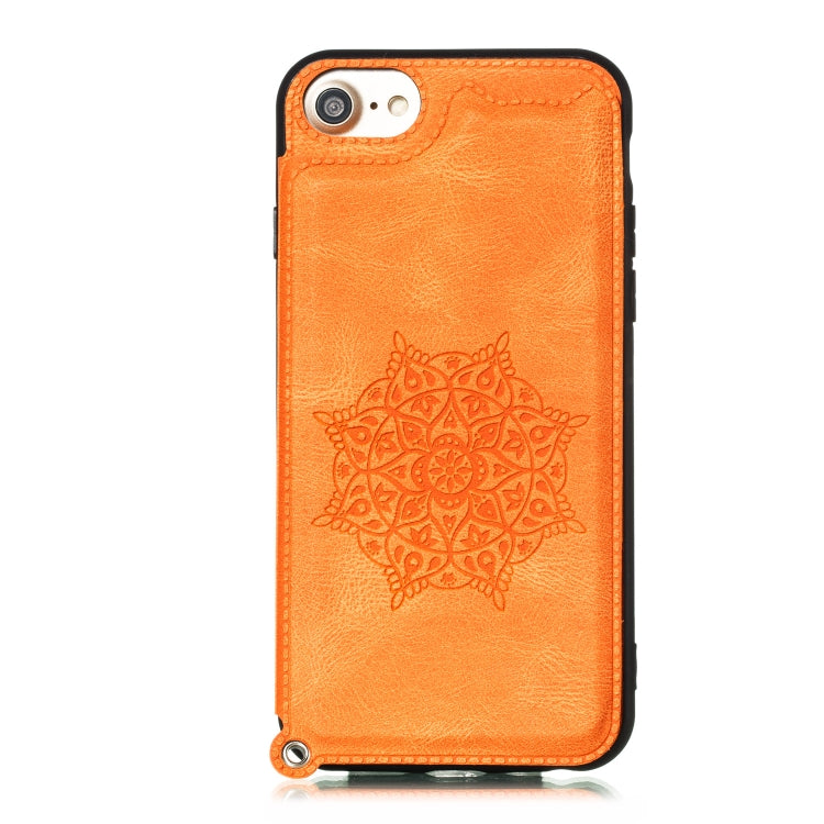 For iPhone 8 & 7 Mandala Embossed PU + TPU Case with Holder & Card Slots & Photo Frame & Hand Strap
