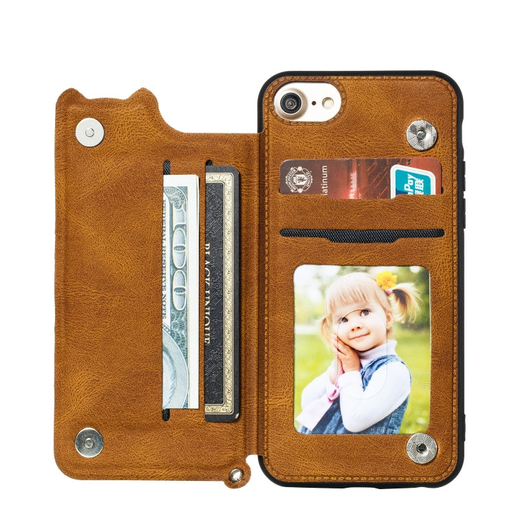 For iPhone 8 & 7 Mandala Embossed PU + TPU Case with Holder & Card Slots & Photo Frame & Hand Strap