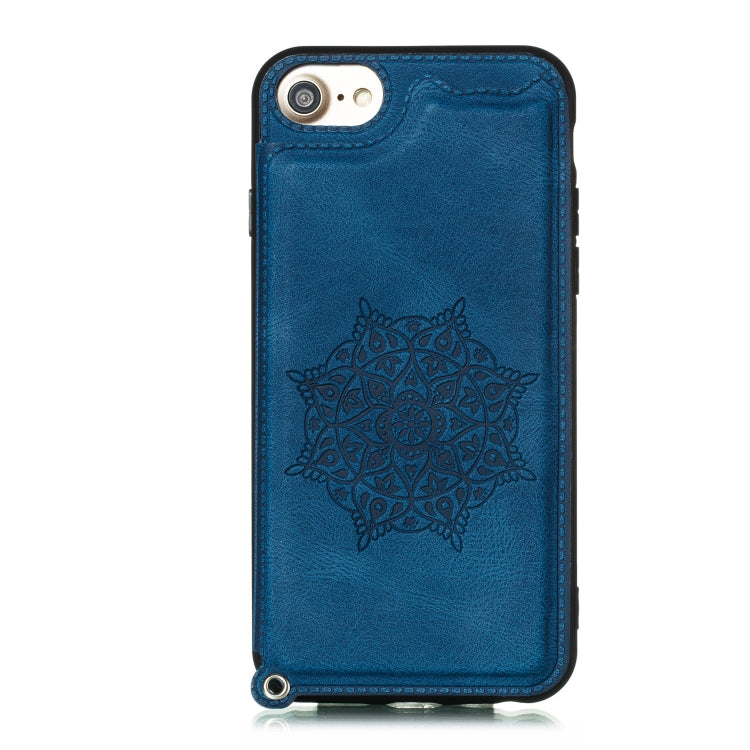 For iPhone 8 & 7 Mandala Embossed PU + TPU Case with Holder & Card Slots & Photo Frame & Hand Strap