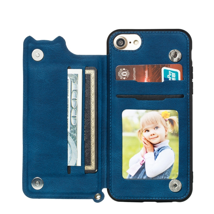 For iPhone 8 & 7 Mandala Embossed PU + TPU Case with Holder & Card Slots & Photo Frame & Hand Strap