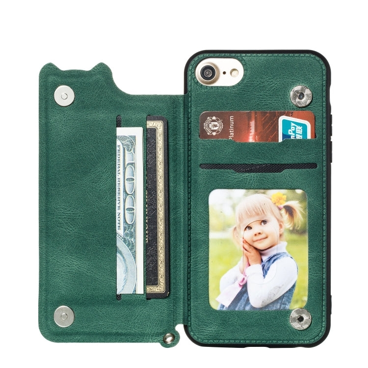 For iPhone 8 & 7 Mandala Embossed PU + TPU Case with Holder & Card Slots & Photo Frame & Hand Strap