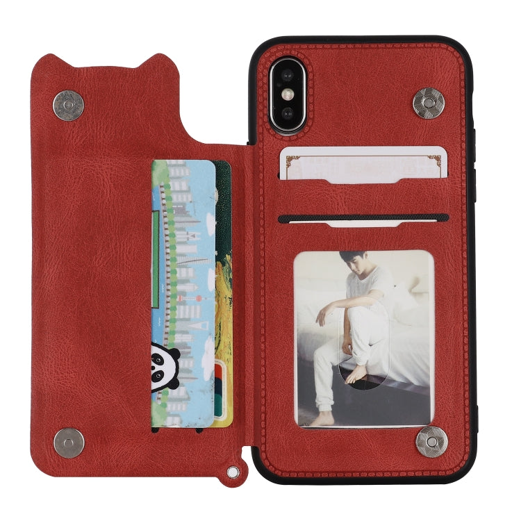 For iPhone XS / X Mandala Embossed PU + TPU Case with Holder & Card Slots & Photo Frame & Hand Strap