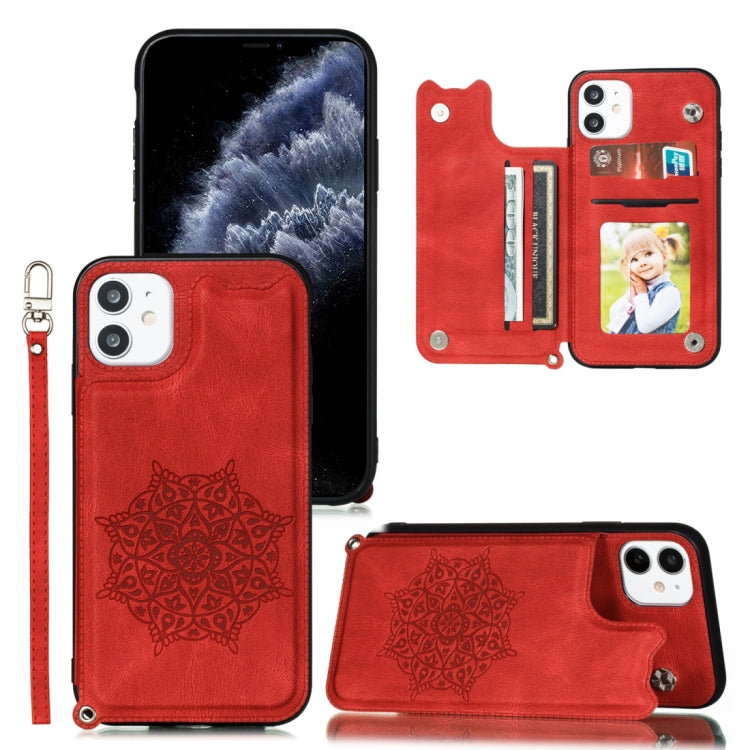 For iPhone 11 Pro Mandala Embossed PU + TPU Case with Holder & Card Slots & Photo Frame & Hand Strap