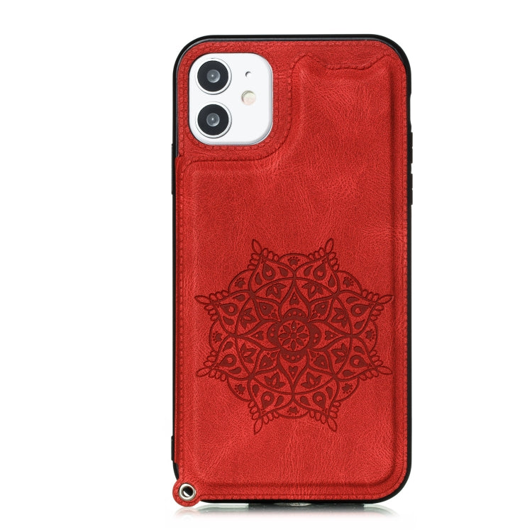 For iPhone 11 Pro Mandala Embossed PU + TPU Case with Holder & Card Slots & Photo Frame & Hand Strap