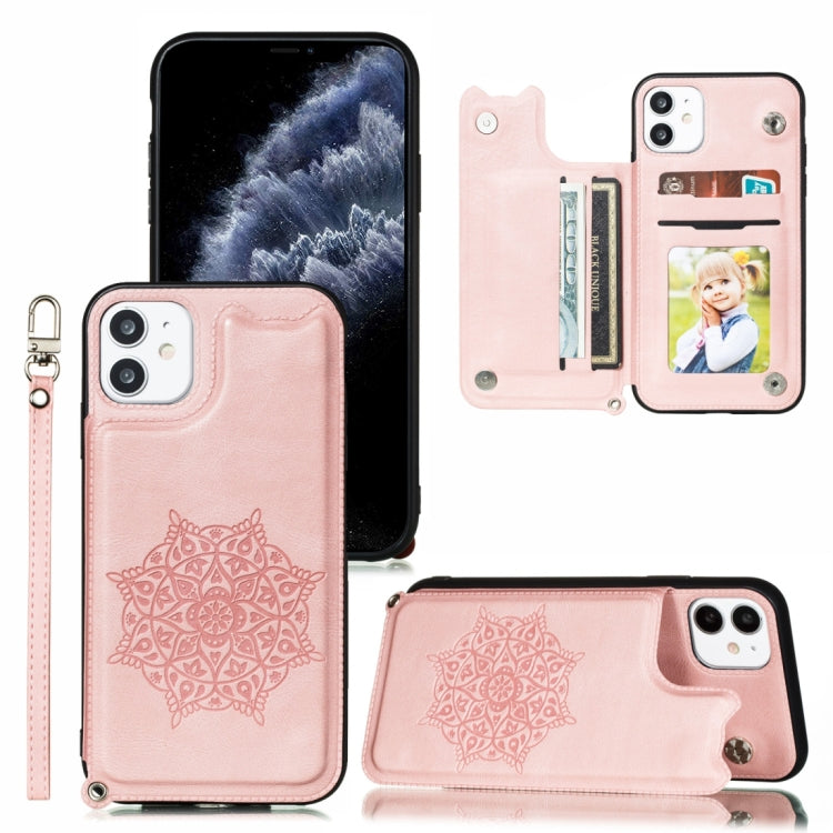 For iPhone 11 Pro Mandala Embossed PU + TPU Case with Holder & Card Slots & Photo Frame & Hand Strap