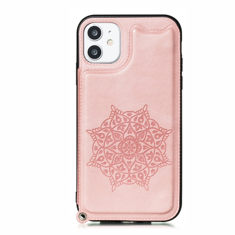 For iPhone 11 Pro Mandala Embossed PU + TPU Case with Holder & Card Slots & Photo Frame & Hand Strap