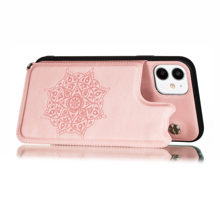 For iPhone 11 Pro Mandala Embossed PU + TPU Case with Holder & Card Slots & Photo Frame & Hand Strap