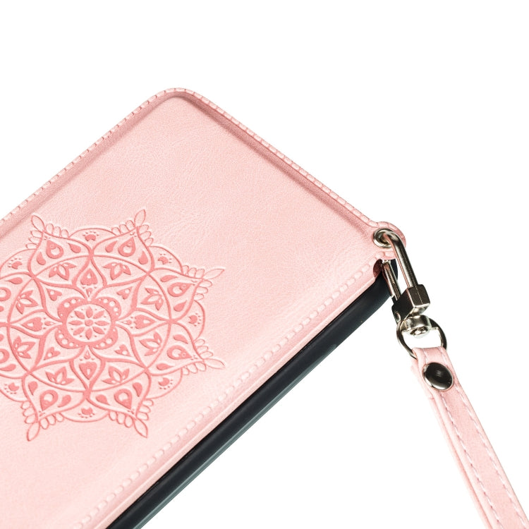 For iPhone 11 Pro Mandala Embossed PU + TPU Case with Holder & Card Slots & Photo Frame & Hand Strap
