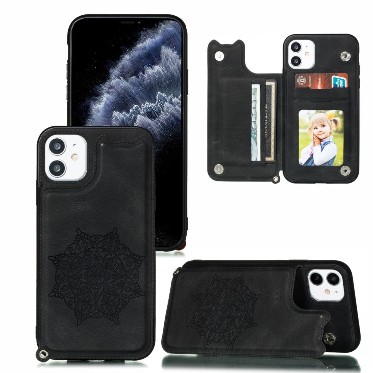For iPhone 11 Pro Mandala Embossed PU + TPU Case with Holder & Card Slots & Photo Frame & Hand Strap