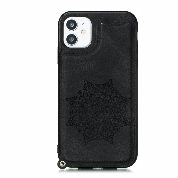 For iPhone 11 Pro Mandala Embossed PU + TPU Case with Holder & Card Slots & Photo Frame & Hand Strap