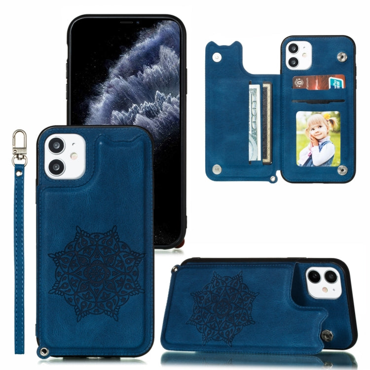 For iPhone 11 Pro Mandala Embossed PU + TPU Case with Holder & Card Slots & Photo Frame & Hand Strap