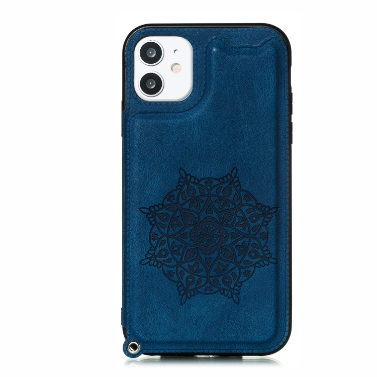 For iPhone 11 Pro Mandala Embossed PU + TPU Case with Holder & Card Slots & Photo Frame & Hand Strap