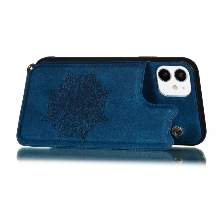 For iPhone 11 Pro Mandala Embossed PU + TPU Case with Holder & Card Slots & Photo Frame & Hand Strap