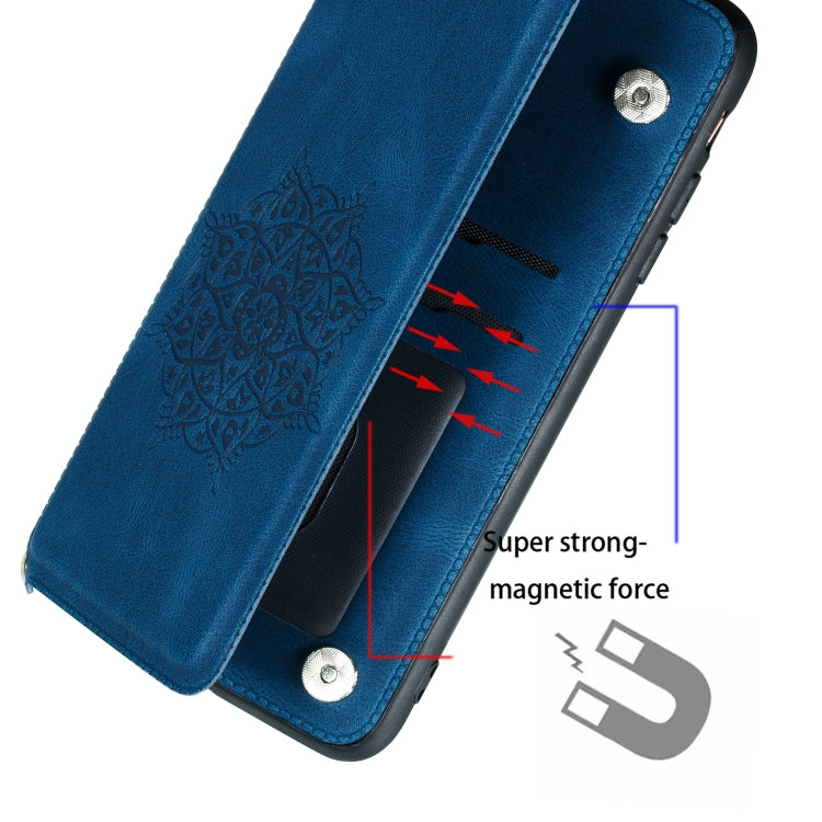 For iPhone 11 Pro Mandala Embossed PU + TPU Case with Holder & Card Slots & Photo Frame & Hand Strap