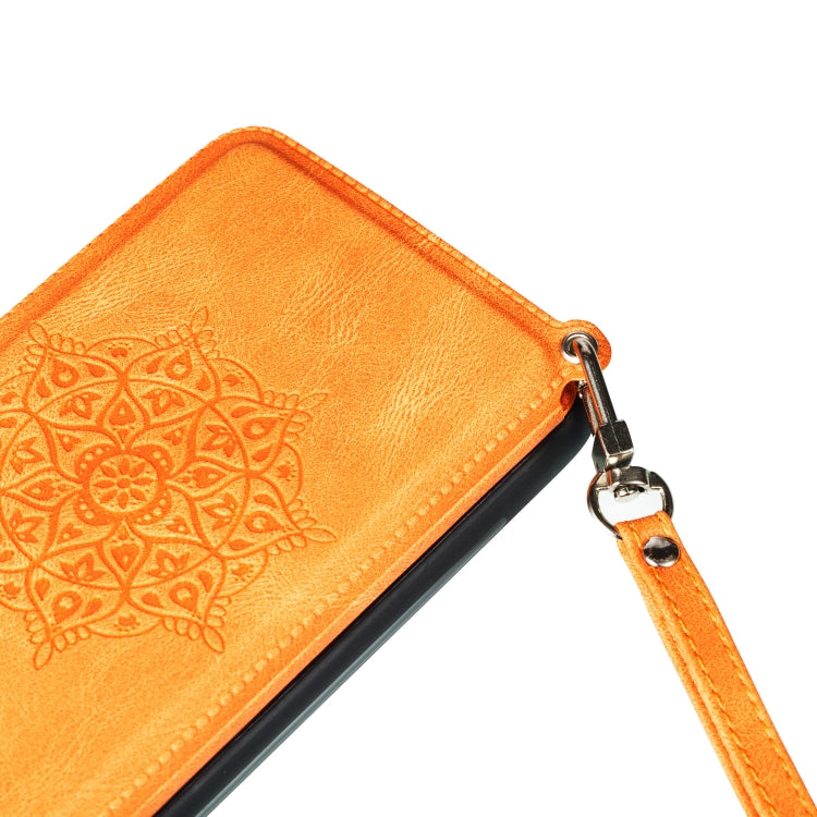 For iPhone 11 Mandala Embossed PU + TPU Case with Holder & Card Slots & Photo Frame & Hand Strap