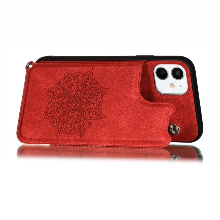 For iPhone 11 Pro Max Mandala Embossed PU + TPU Case with Holder & Card Slots & Photo Frame & Hand Strap