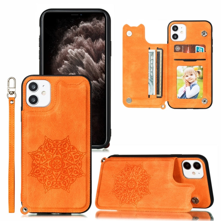 For iPhone 11 Pro Max Mandala Embossed PU + TPU Case with Holder & Card Slots & Photo Frame & Hand Strap