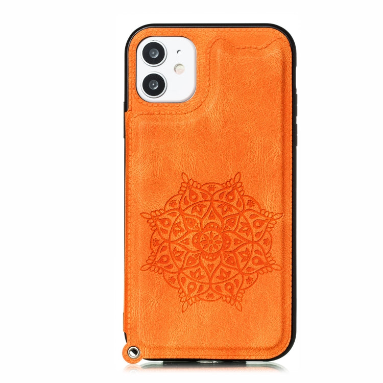 For iPhone 11 Pro Max Mandala Embossed PU + TPU Case with Holder & Card Slots & Photo Frame & Hand Strap