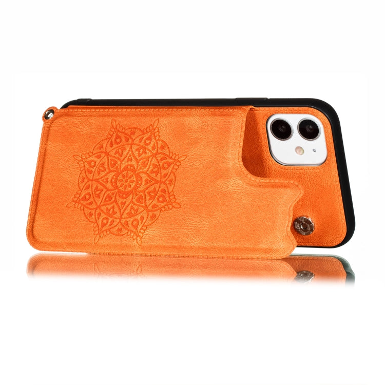 For iPhone 11 Pro Max Mandala Embossed PU + TPU Case with Holder & Card Slots & Photo Frame & Hand Strap