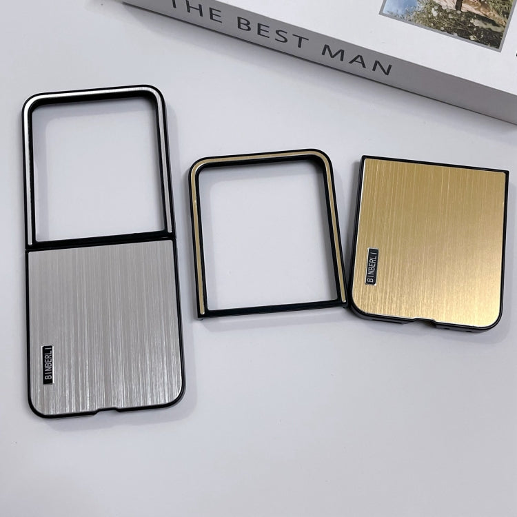 For Motorola Moto Razr 50 Ultra PC Hybrid Aluminum Alloy Brushed Shockproof Phone Case