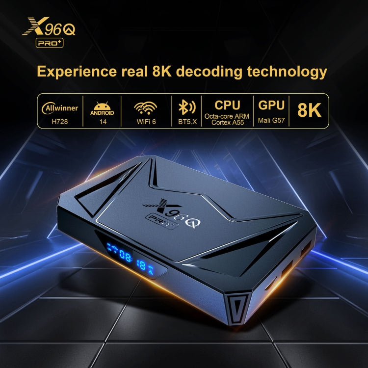 X96Q Pro+ Cortex-A55 Android 14 Octa-core CPU 4K HD Internet Set-top Box, RAM:4GB+32GB