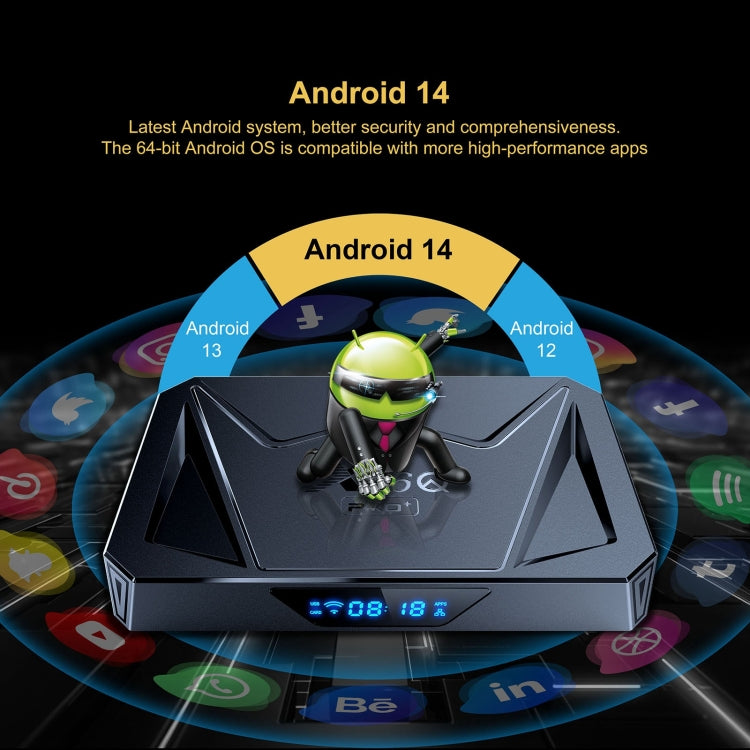 X96Q Pro+ Cortex-A55 Android 14 Octa-core CPU 4K HD Internet Set-top Box, RAM:4GB+32GB