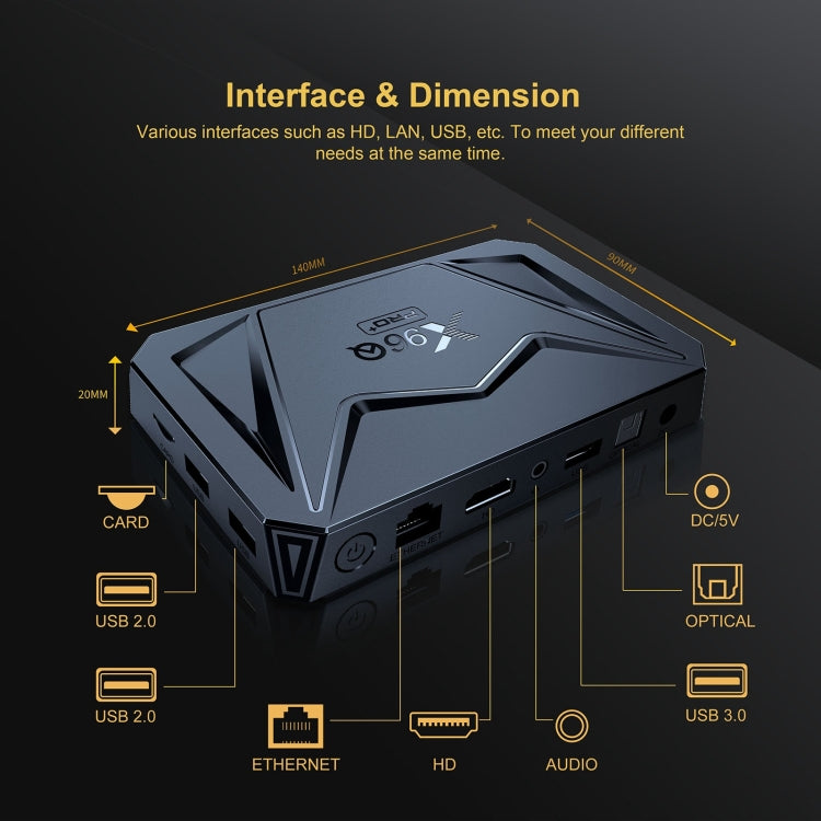 X96Q Pro+ Cortex-A55 Android 14 Octa-core CPU 4K HD Internet Set-top Box, RAM:4GB+32GB