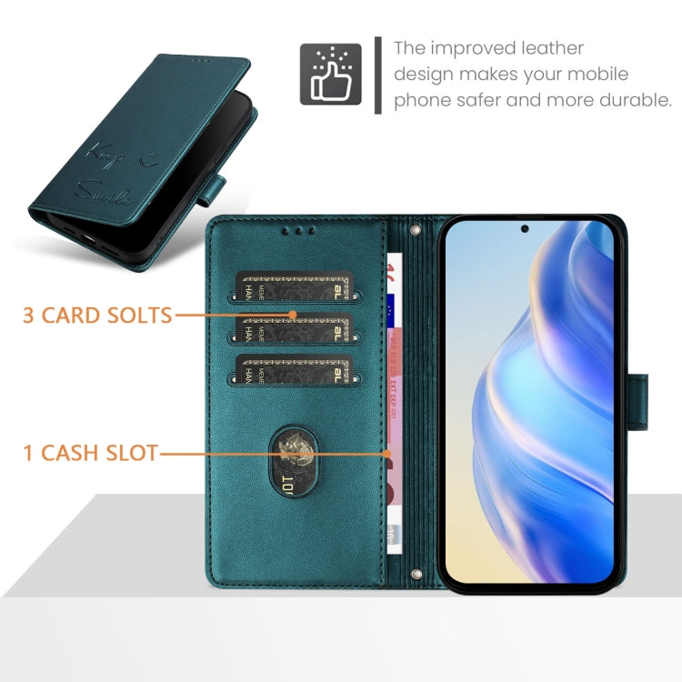 For Tecno Spark 10 Pro Magic Magenta Smile Embossing RFID Leather Phone Case