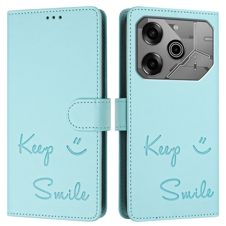 For Tecno Pova 6 Neo Smile Embossing RFID Leather Phone Case