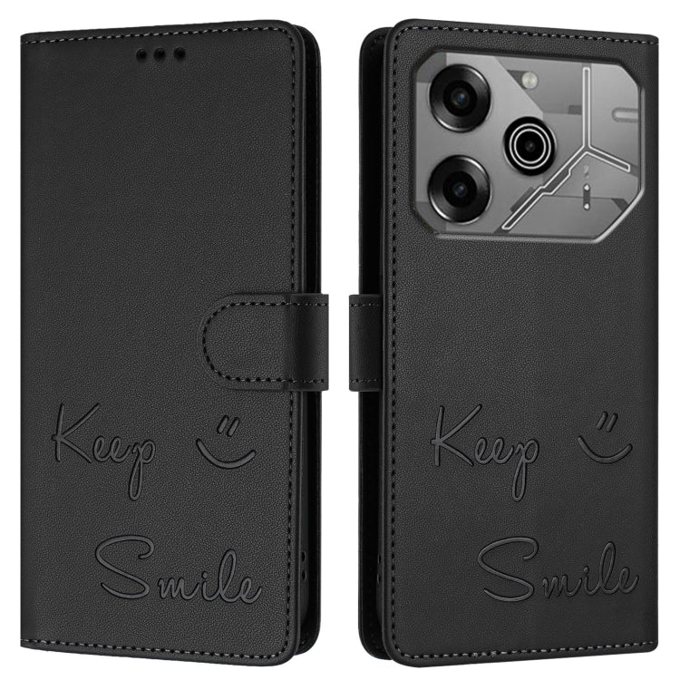 For Tecno Pova 6 Neo Smile Embossing RFID Leather Phone Case
