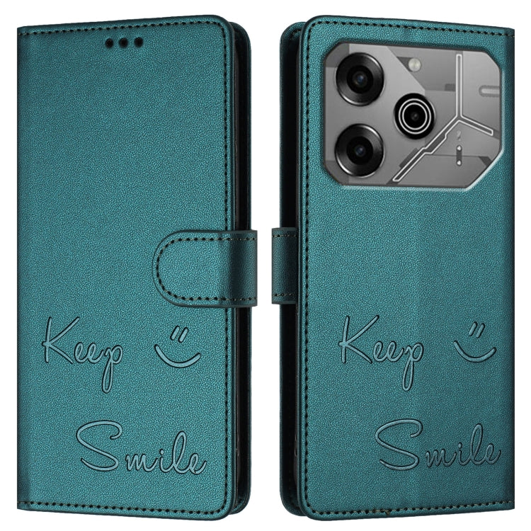 For Tecno Pova 6 Neo Smile Embossing RFID Leather Phone Case