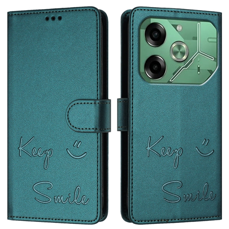 For Tecno Pova 6 4G Smile Embossing RFID Leather Phone Case