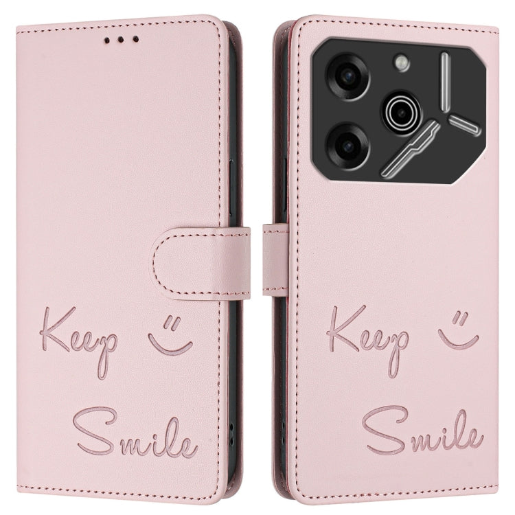 For Tecno Pova 6 Pro / Pova 6 5G Smile Embossing RFID Leather Phone Case