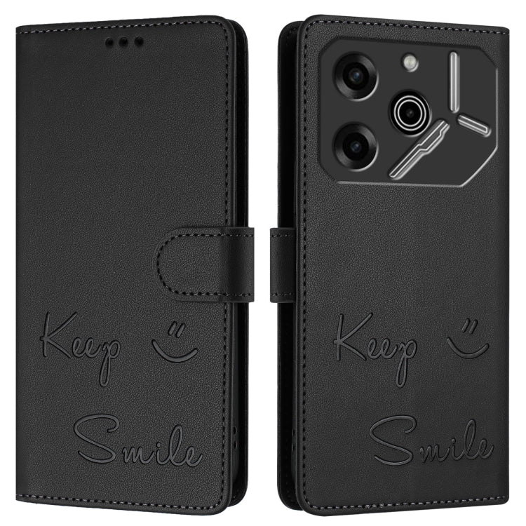 For Tecno Pova 6 Pro / Pova 6 5G Smile Embossing RFID Leather Phone Case