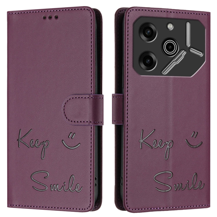 For Tecno Pova 6 Pro / Pova 6 5G Smile Embossing RFID Leather Phone Case