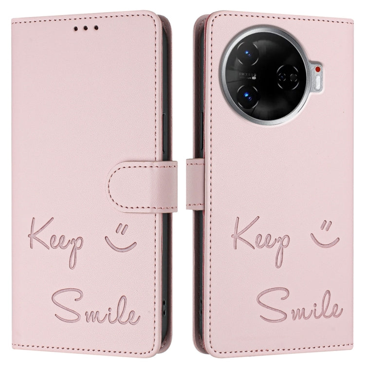 For Tecno Camon 30 Pro 5G Smile Embossing RFID Leather Phone Case