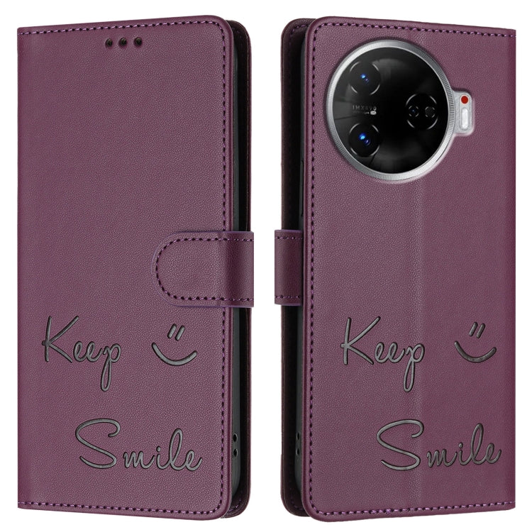For Tecno Camon 30 Pro 5G Smile Embossing RFID Leather Phone Case