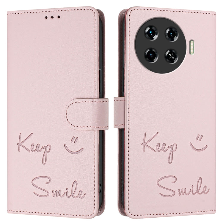 For Tecno Spark 20 Pro+ Smile Embossing RFID Leather Phone Case