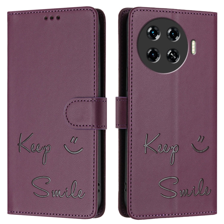 For Tecno Spark 20 Pro+ Smile Embossing RFID Leather Phone Case