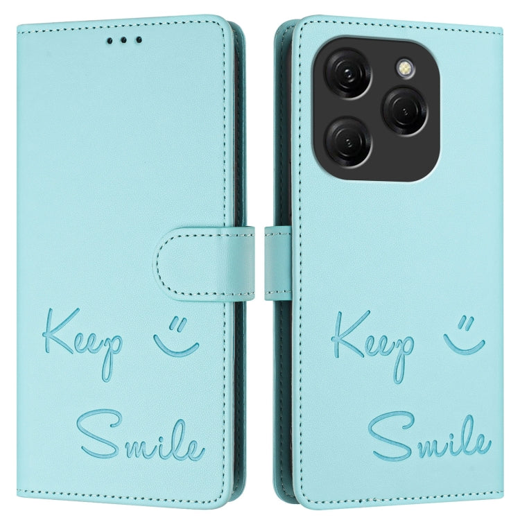 For Tecno Spark 20 Pro Smile Embossing RFID Leather Phone Case