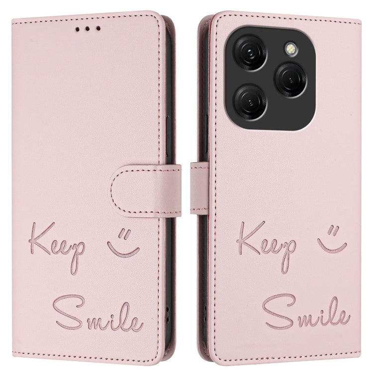For Tecno Spark 20 Pro Smile Embossing RFID Leather Phone Case