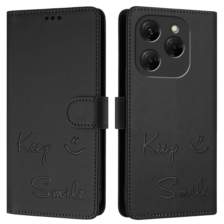 For Tecno Spark 20 Pro Smile Embossing RFID Leather Phone Case