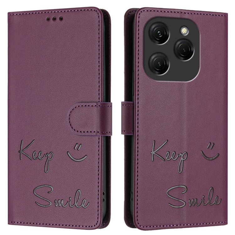 For Tecno Spark 20 Pro Smile Embossing RFID Leather Phone Case