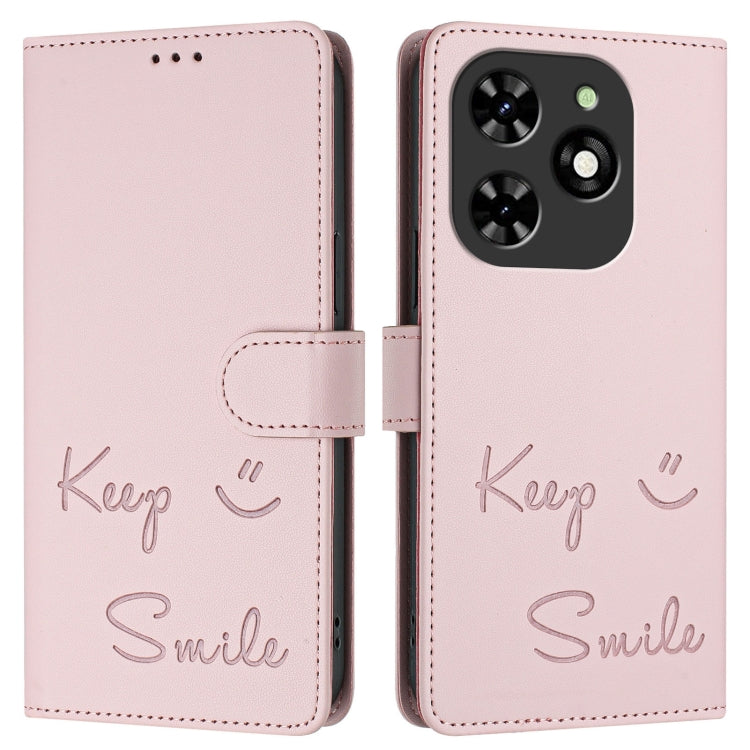 For Tecno Spark GO 2024 / Spark 20C Smile Embossing RFID Leather Phone Case