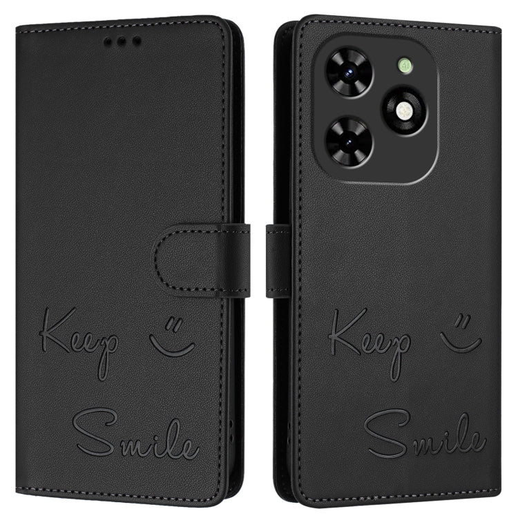 For Tecno Spark GO 2024 / Spark 20C Smile Embossing RFID Leather Phone Case