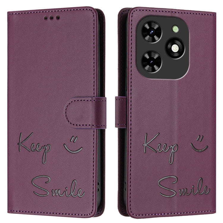 For Tecno Spark GO 2024 / Spark 20C Smile Embossing RFID Leather Phone Case