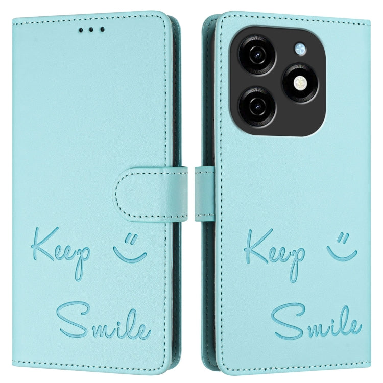 For Tecno Spark 20 Smile Embossing RFID Leather Phone Case