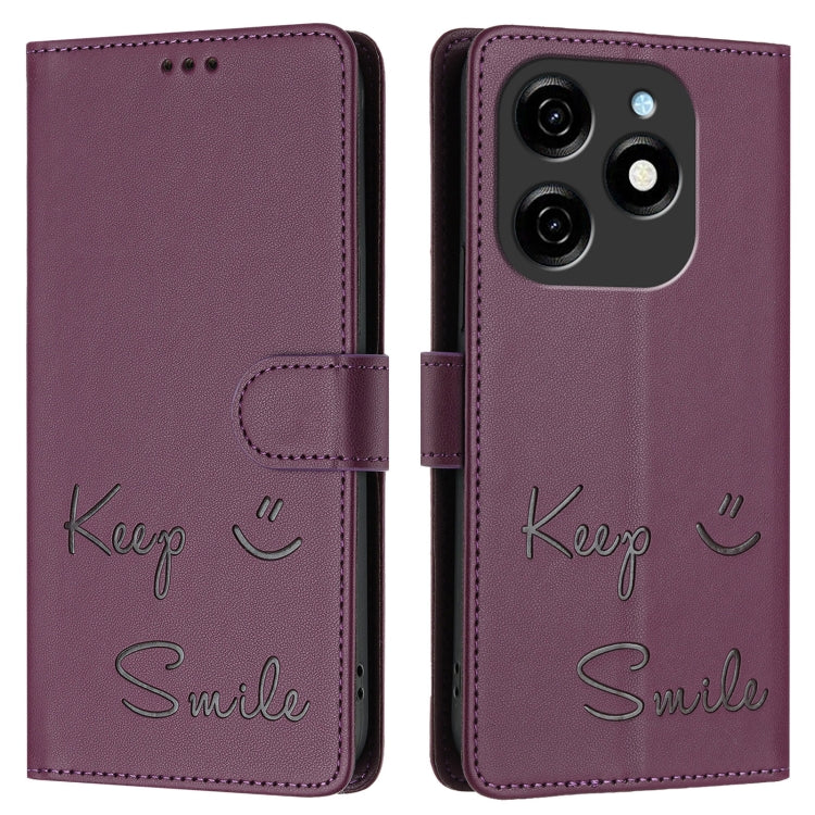 For Tecno Spark 20 Smile Embossing RFID Leather Phone Case