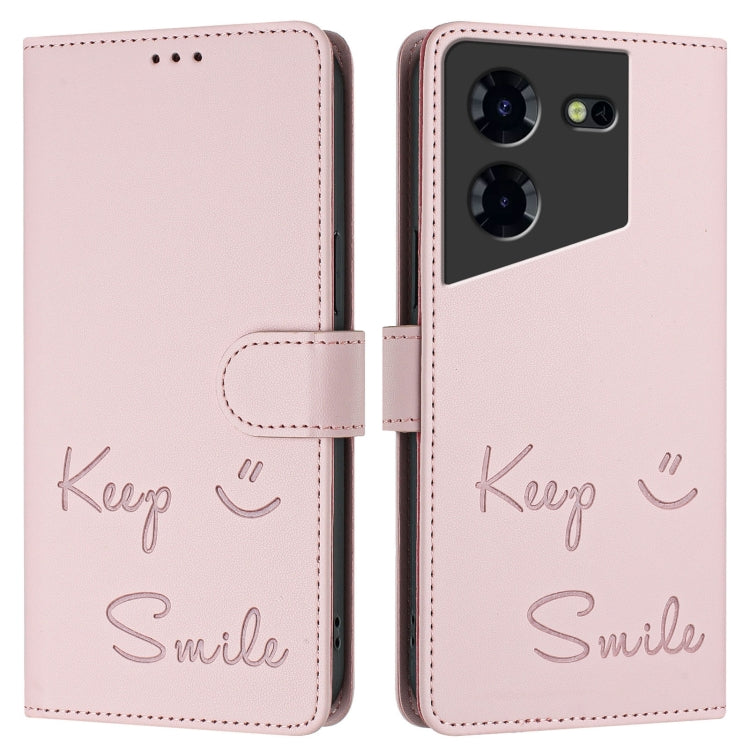 For Tecno Pova 5 Pro 5G Smile Embossing RFID Leather Phone Case